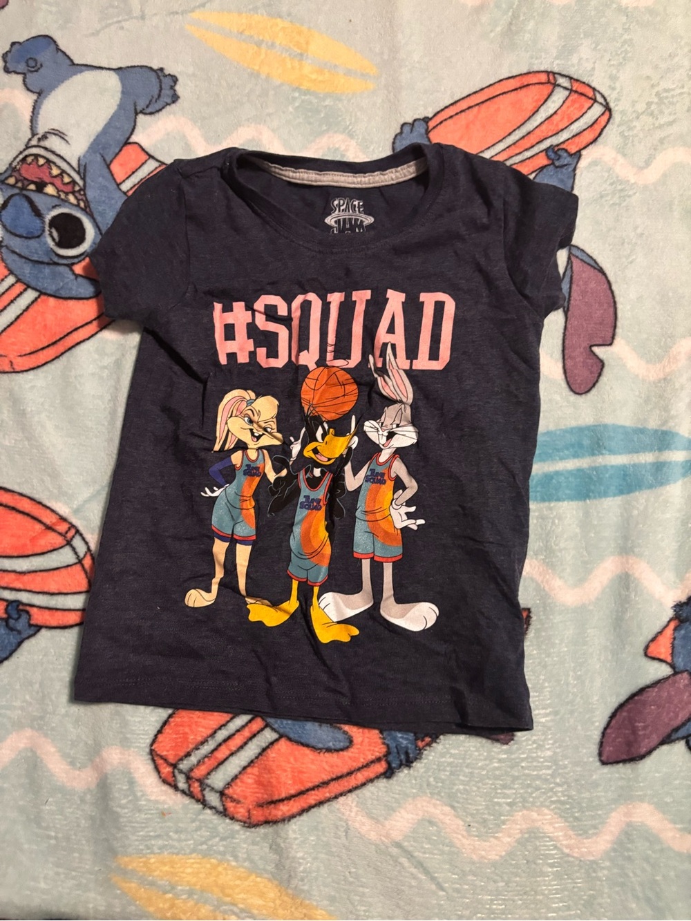 Kids Navy '#SQUAD' Looney Tunes Basketball Tee girls 4